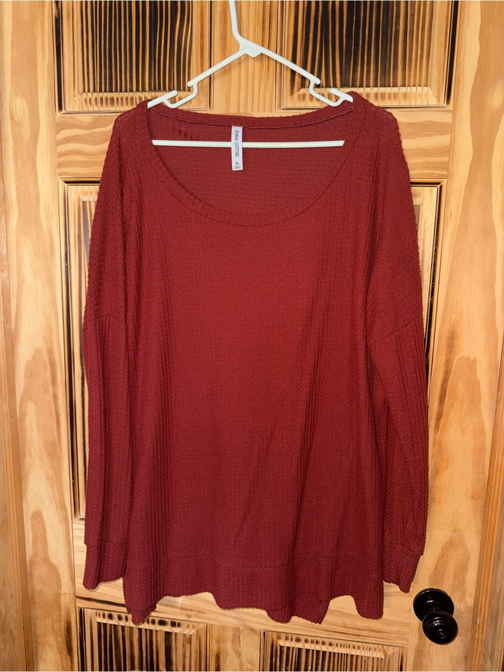 Cozy Scoop Neck Women's Top - Rust